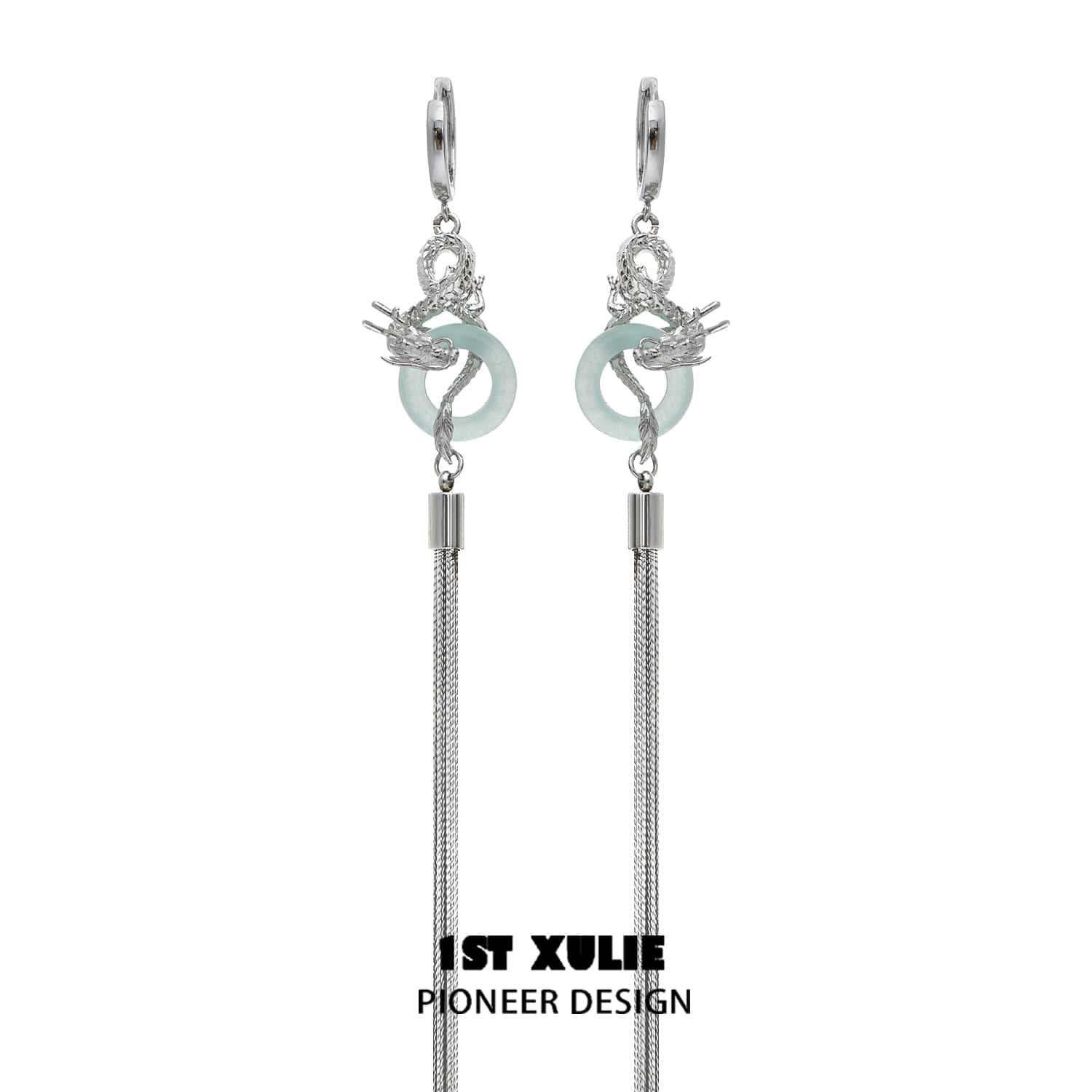 Loong 18K Platinum-Plated Quartz Jade Earring™ - 1ST XULIE