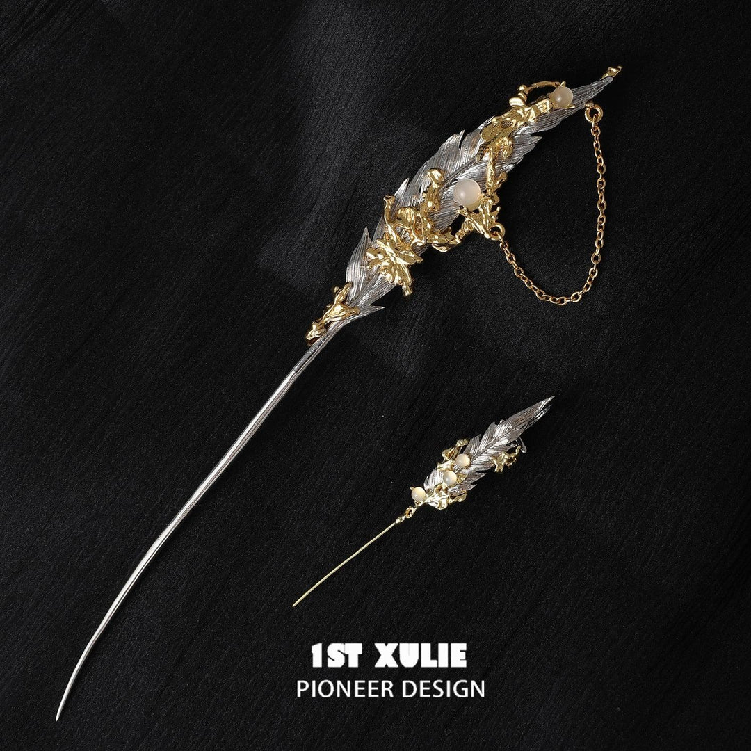 Lucifer 18k Platinum Plated Feather Hairpin™ - 1ST XULIE