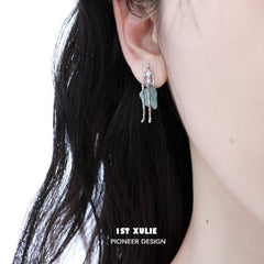 Melting Face S925 Aquamarine Human Stud Earrings™ - 1ST XULIE