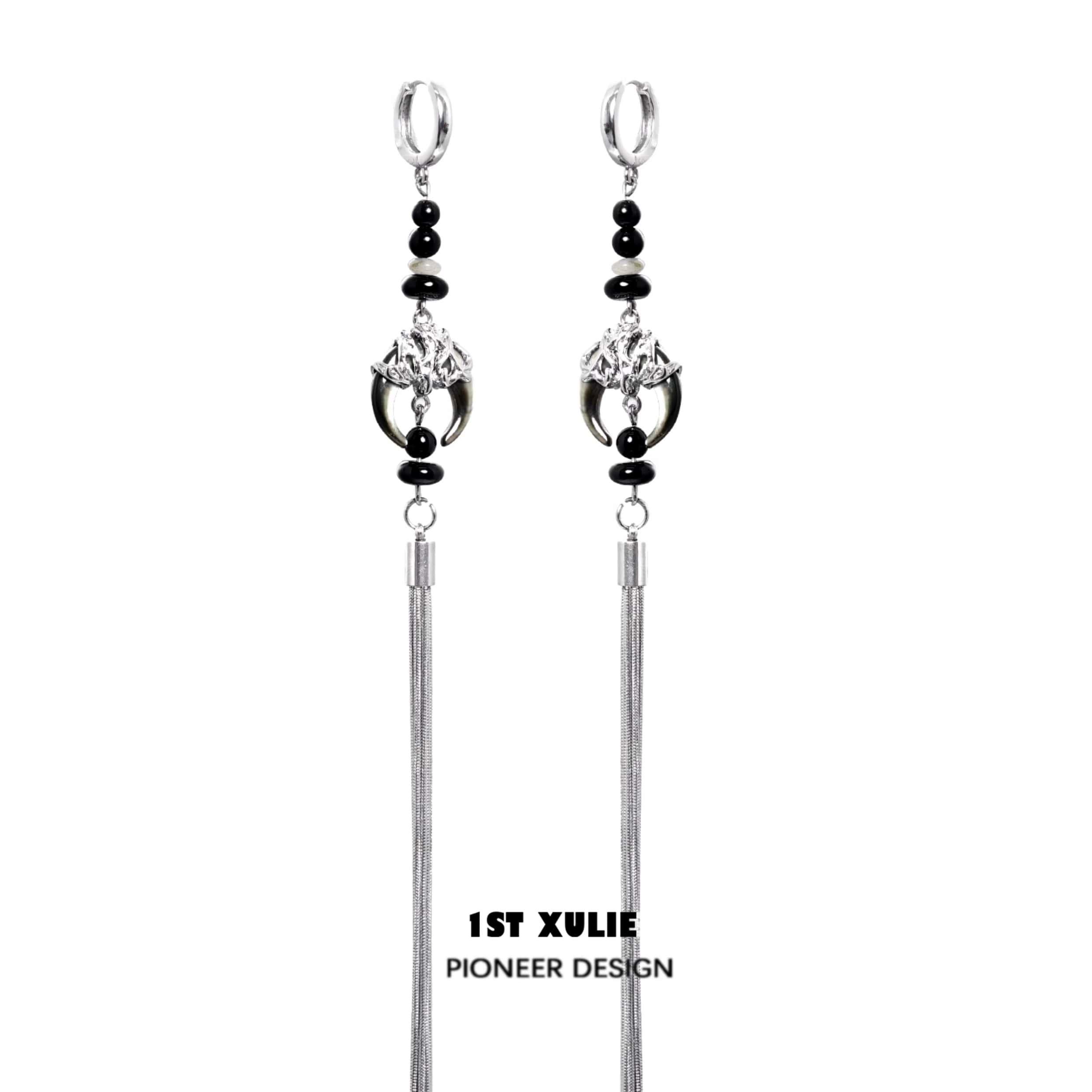 MYTH OF THE MOON S925 18K Platinum Plated Agate Tassel Earrings™ - 1ST XULIE