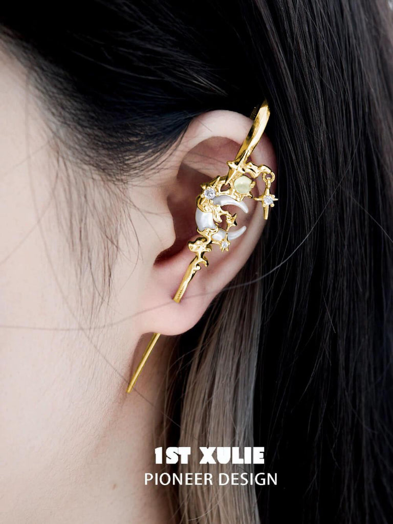アクセサリー SOPHIE BUHAI Moon Pierced Earrings-Gold Gold Medium Pearl Drop Earrings | Sophie Buhai