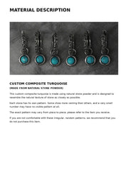 Composite turquoise material guide with round stone earring examples