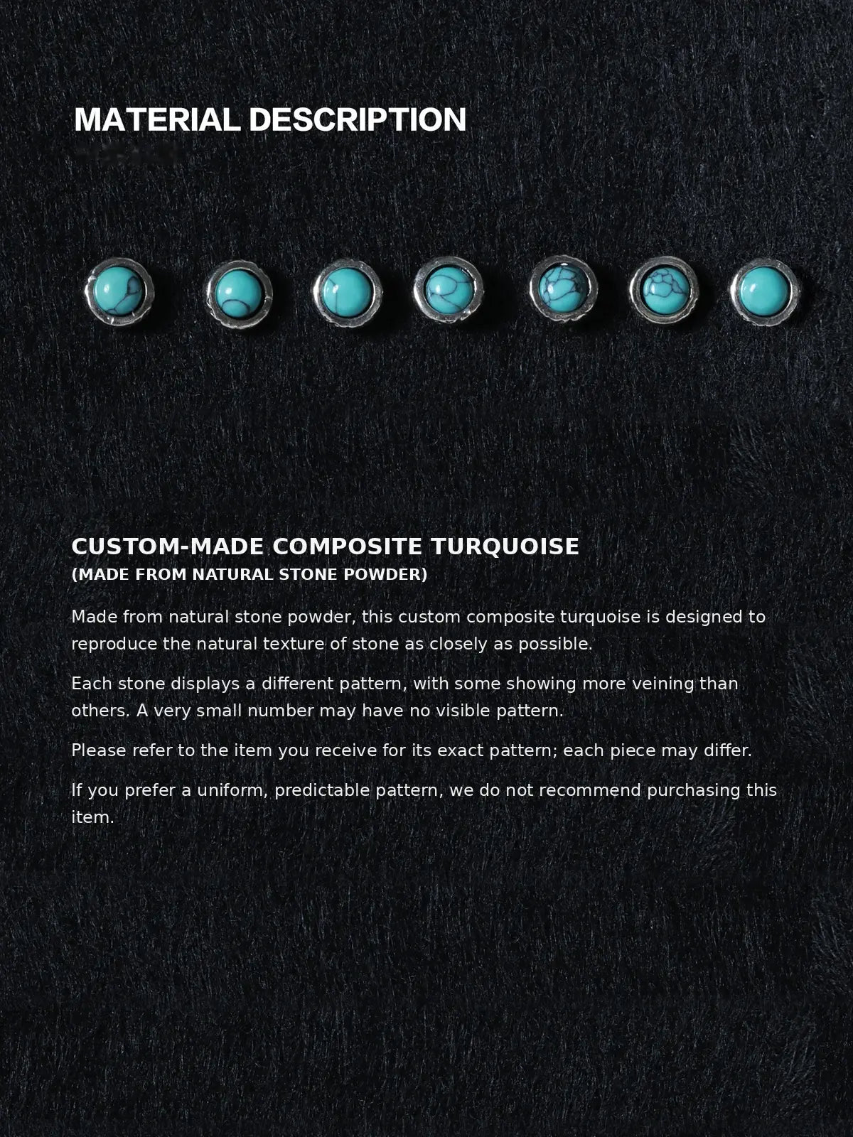 Composite turquoise stone guide showing variations in round stone patterns