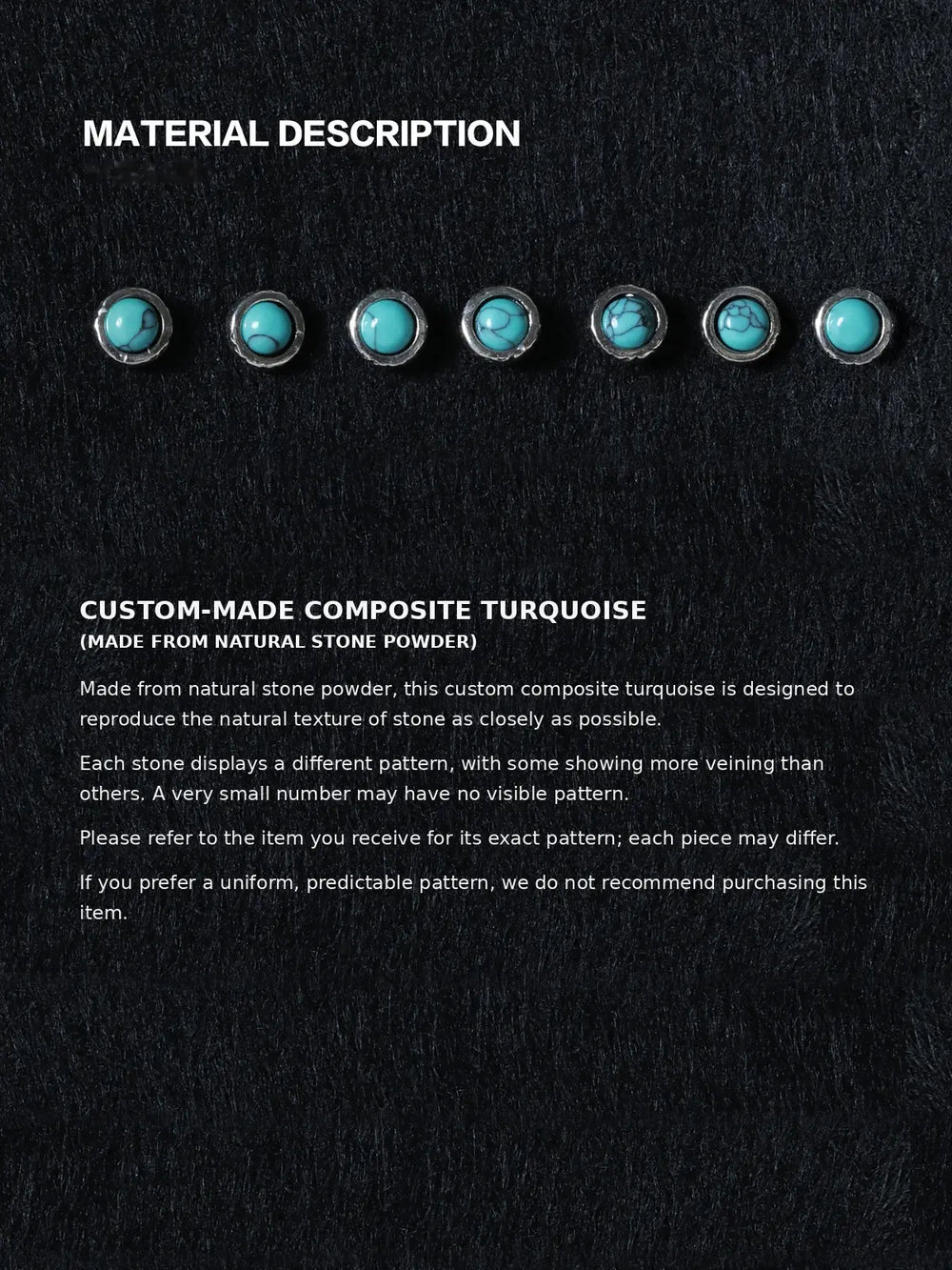 Composite turquoise stone guide showing variations in round stone patterns