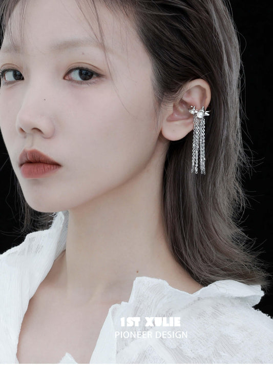 Reverie Galaxy 18K Platinum-Plated Shell Bead Tassel Ear Clip™ - 1ST XULIE