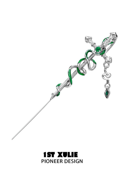 Slytherin House 18k Black Gold Plated Needle Piercing Earring™ - 1ST XULIE