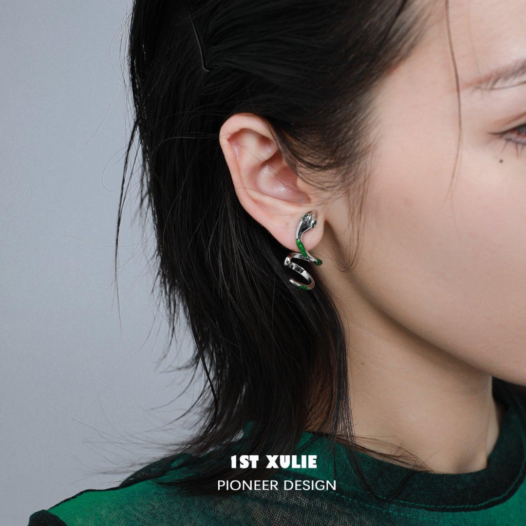 Slytherin House S925 18k Platinum Plated Y2K Earrings™ - 1ST XULIE