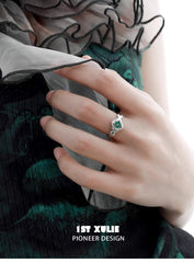 Slytherin House S925 Sterling Silver Badge Rings™ - 1ST XULIE