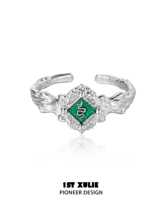 Slytherin House S925 Sterling Silver Badge Rings™ - 1ST XULIE