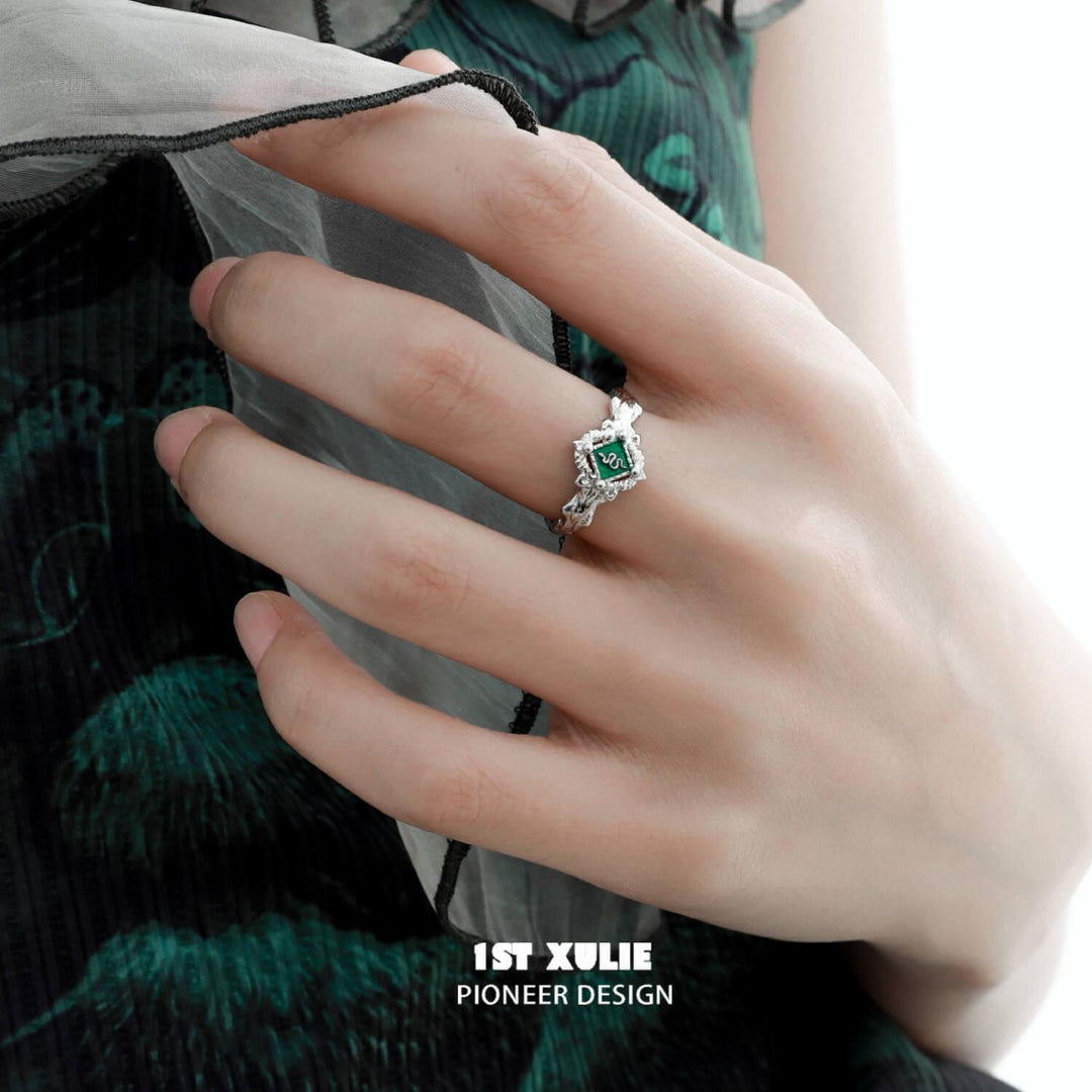 Slytherin House S925 Sterling Silver Badge Rings™ - 1ST XULIE