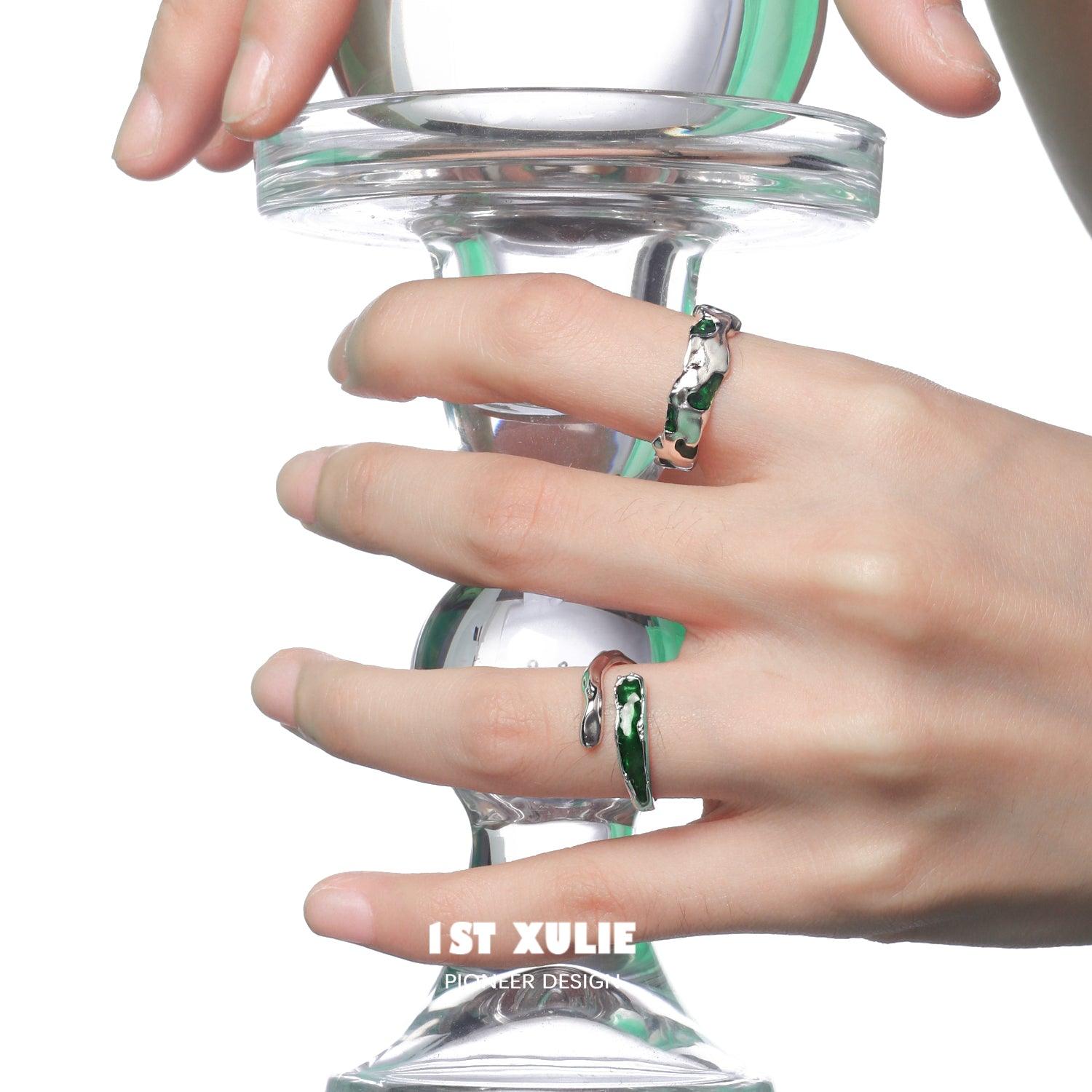 Slytherin House Sterling Silver Adjustable Opening Ring™ - 1ST XULIE