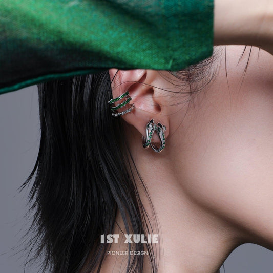 Slytherin House Sterling Silver Snake Ear Clips™ - 1ST XULIE