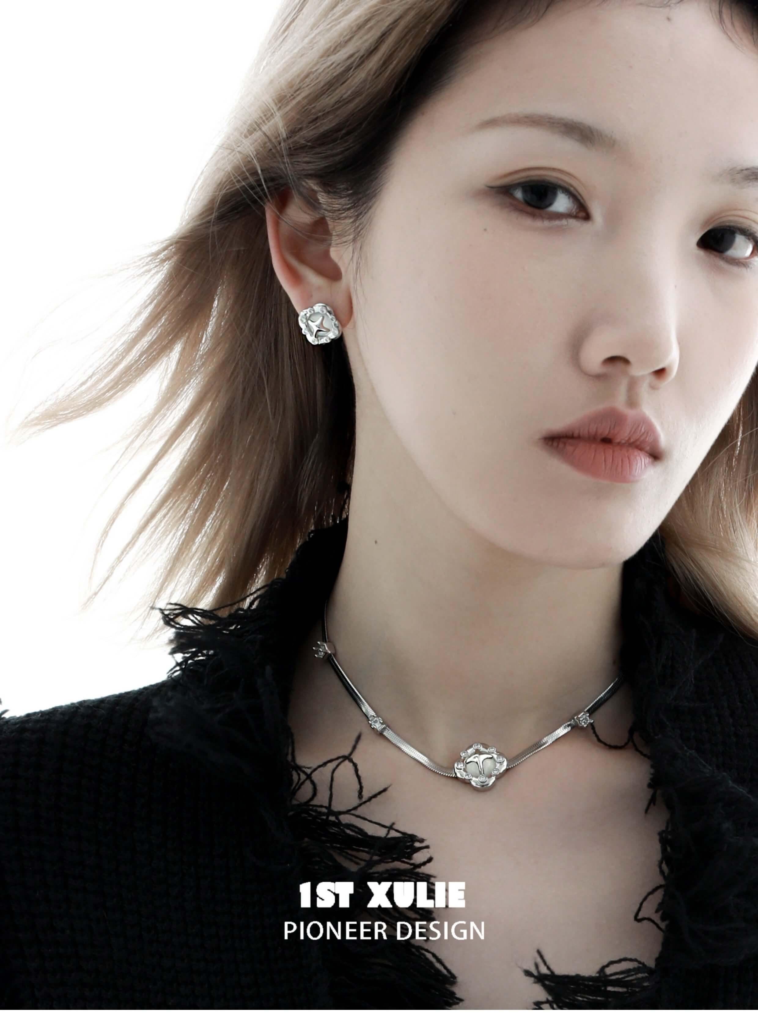 Star Dome 18K Platinum Plated Agate Zirconia Necklace™ - 1ST XULIE