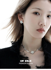 Star Dome 18K Platinum Plated Agate Zirconia Necklace™ - 1ST XULIE