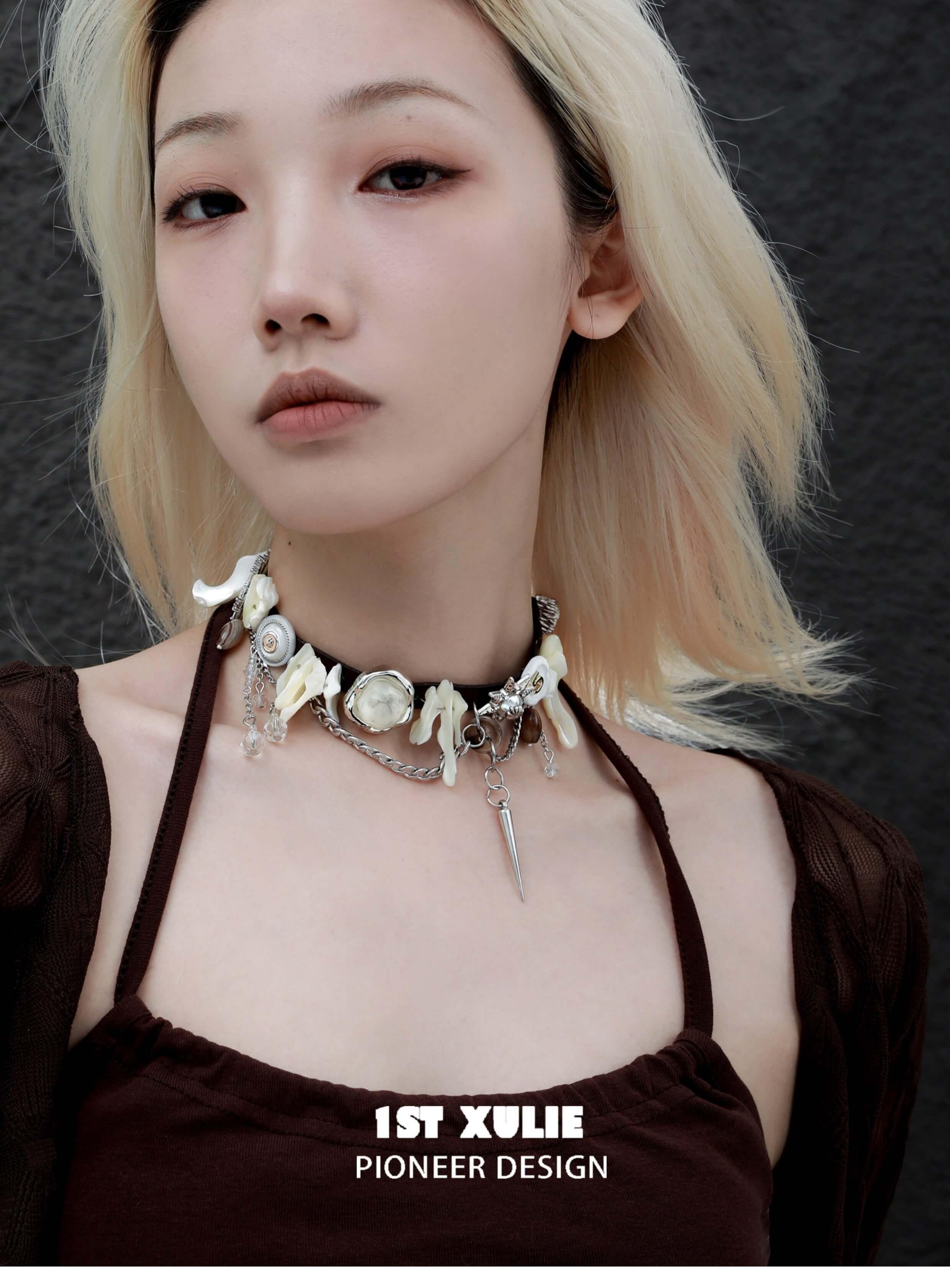 Star Dome Cowhide Conchite Multi-Element Necklace Choker™ - 1ST XULIE