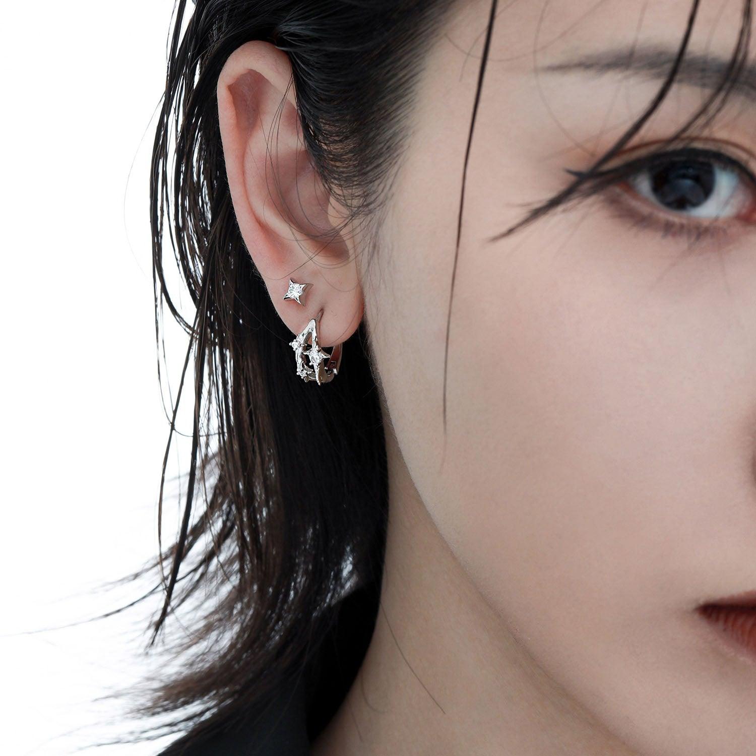 Star Trails Star 4-Pointed Sterling Silver Earrings™ - 1ST XULIE