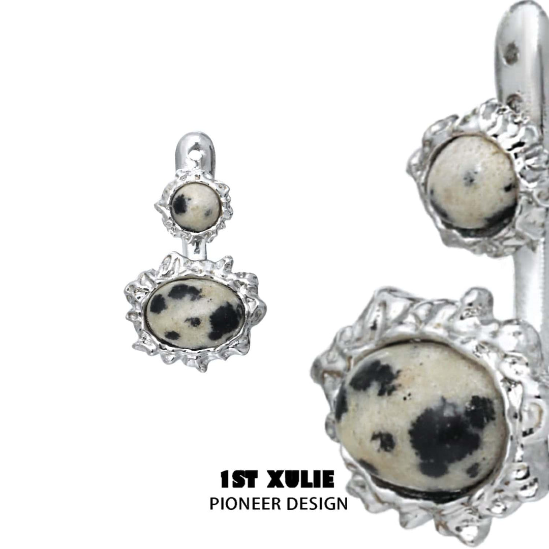 Stone Age 18K Platinum Plated Speckled Stone Earring B™ - 1ST XULIE