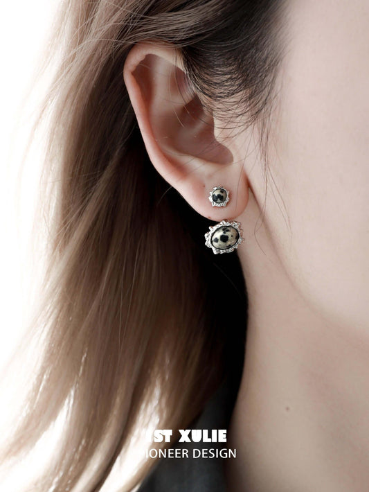 Stone Age 18K Platinum Plated Speckled Stone Earring B™ - 1ST XULIE