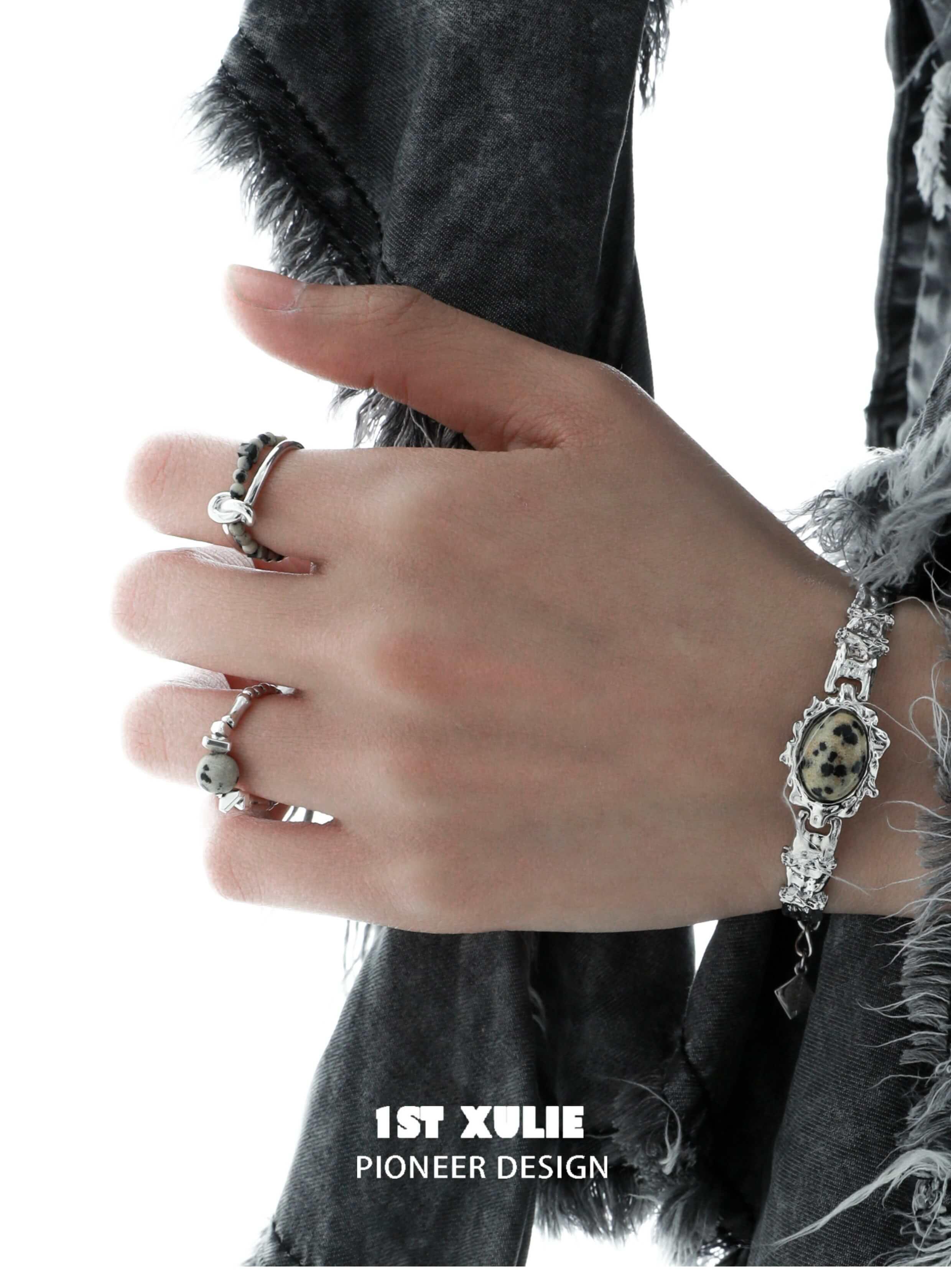 Stone Age S925 Sterling Silver Speckled Stones Open Ring™ - 1ST XULIE