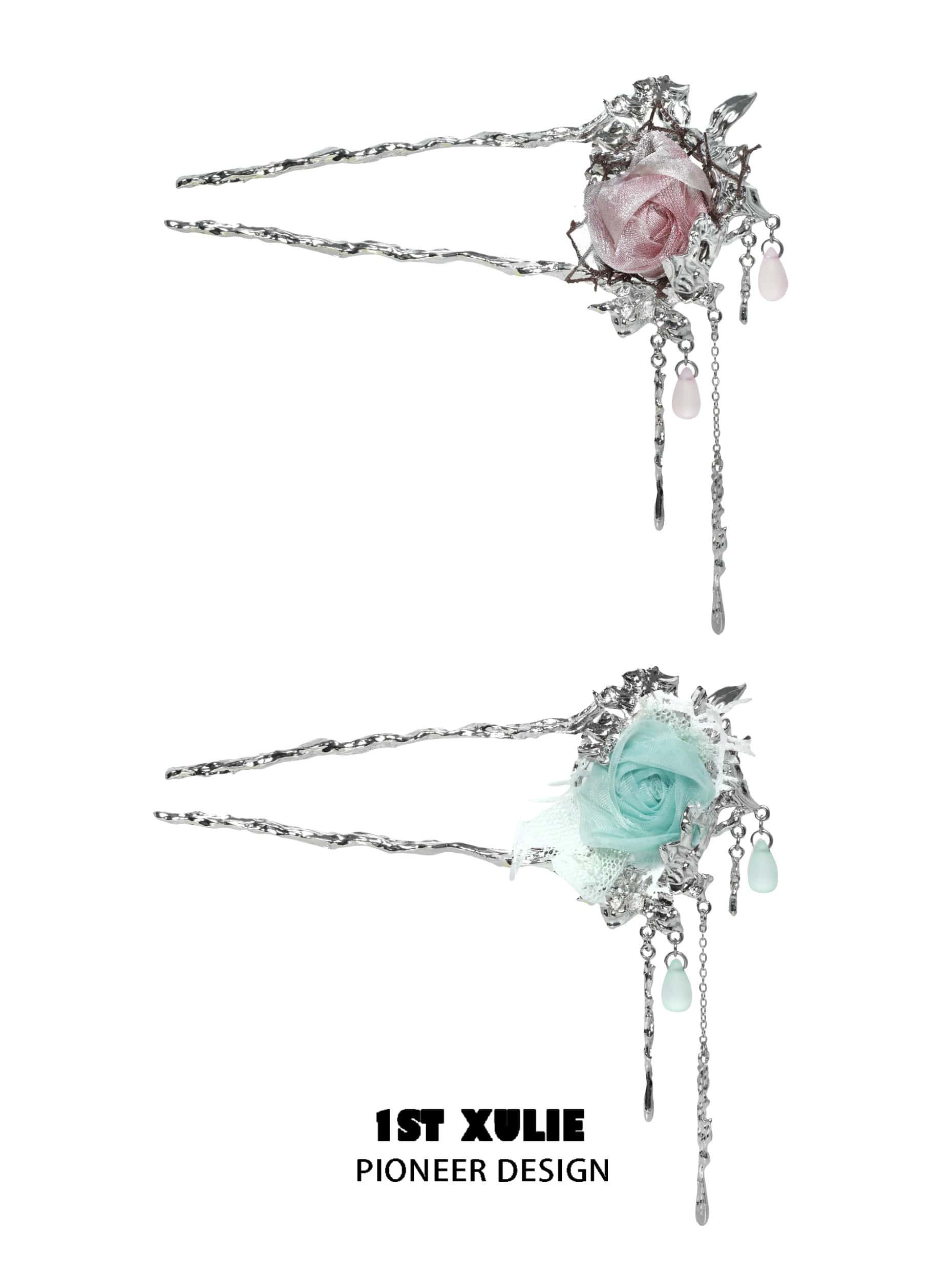 Taboo Rose Copper 18K Platinum Plated Knitted Rose HairPins Hair Pins™ - 1ST XULIE