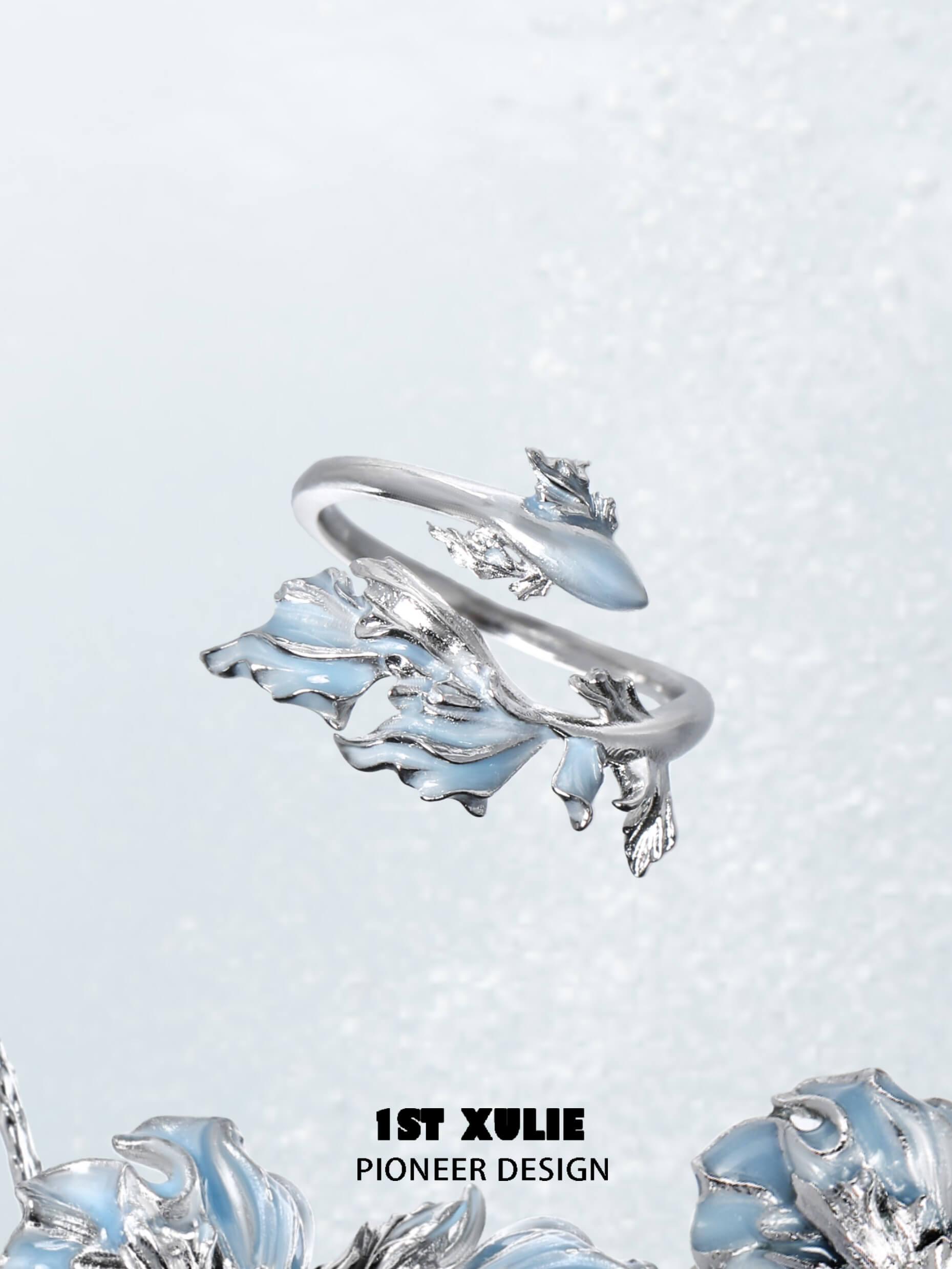 The Sea S925 Sterling Silver Aquamarine Goldfish Ring™ - 1ST XULIE