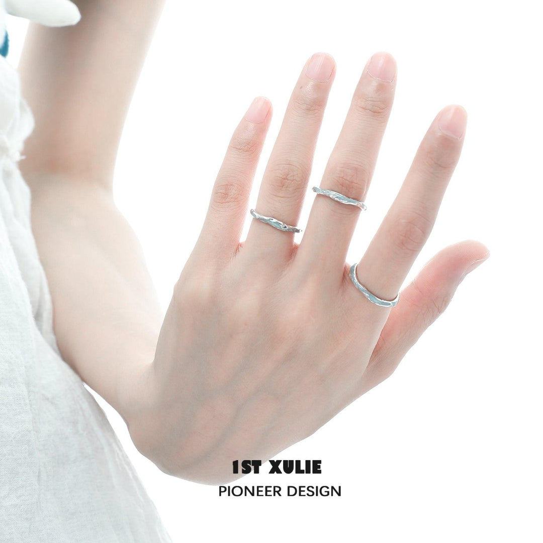 THE SEA Sterling Silver Couple Adjustable Opening Rings™ - 1ST XULIE