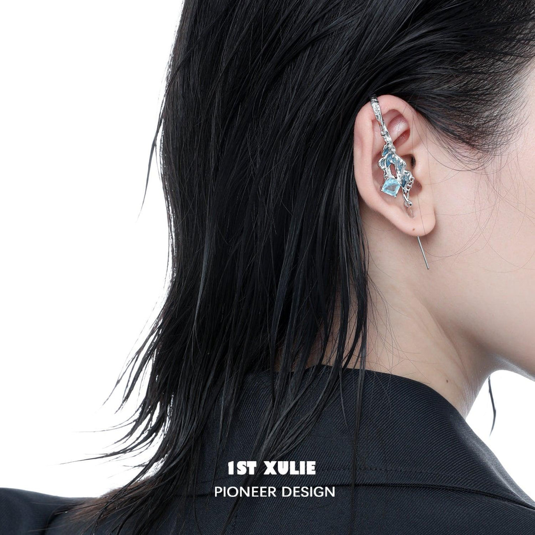 THE SEA Zirconia 18k Platinum Plated Needle Piercing Earring™ - 1ST XULIE