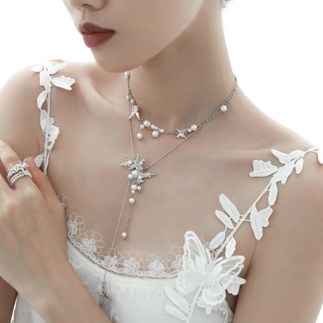 Whiterfly 18K Platinum Plated Butterfly Tassel Pearl Necklaces™ - 1ST XULIE