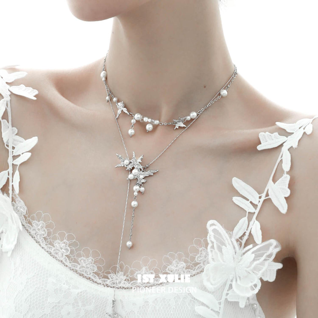 Whiterfly 18K Platinum Plated Butterfly Tassel Pearl Necklaces™ - 1ST XULIE