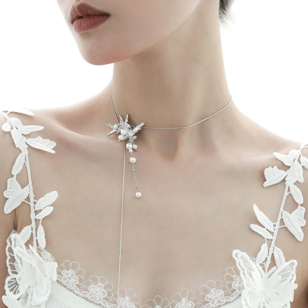 Whiterfly 18K Platinum Plated Butterfly Tassel Pearl Necklaces™ - 1ST XULIE